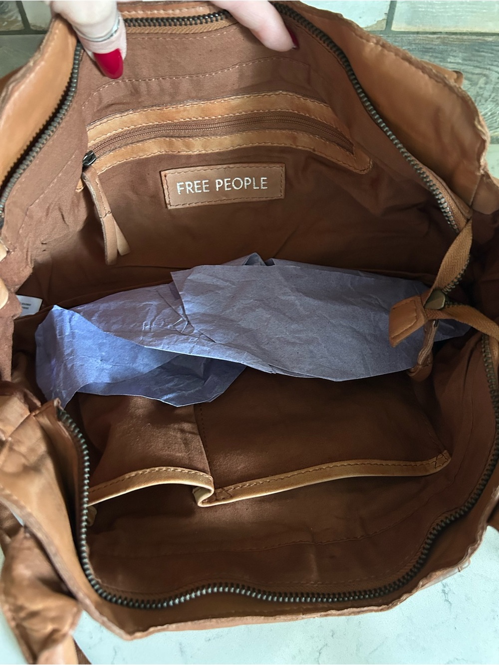 NWT Free People Sabo East West Bag in Saddle with Included Bags Charms & Scarf - Picture 14 of 16